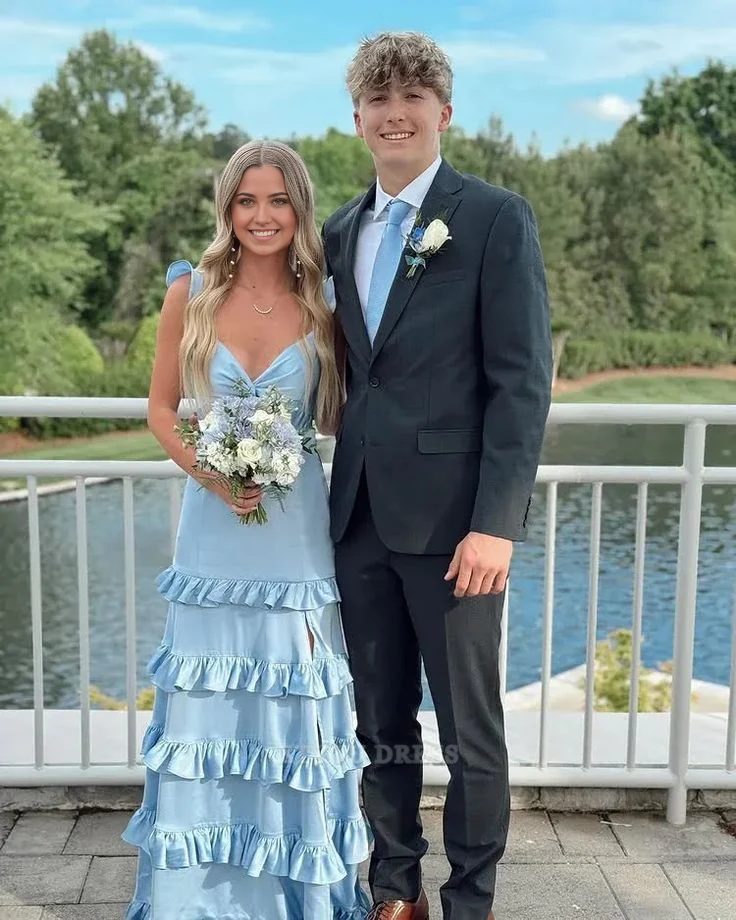 A Line Sweetheart V-Neck Blue formal dresses Bridesmaid Dresses evening gown Prom Dress